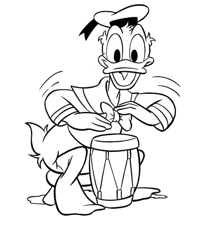 coloriage donald joue du tambour